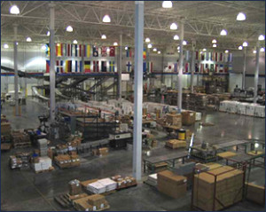 Interior view of International Packaging & Distribution's state-of-the-art warehouse facility near Fort Mill, SC